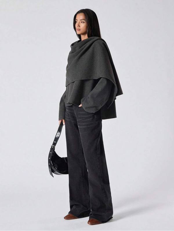 Casual Solid Color Poncho Coat