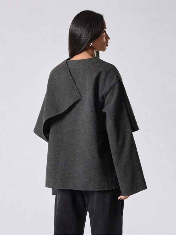 Casual Solid Color Poncho Coat