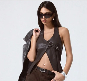 Personalized PU Sleeveless Top for Women