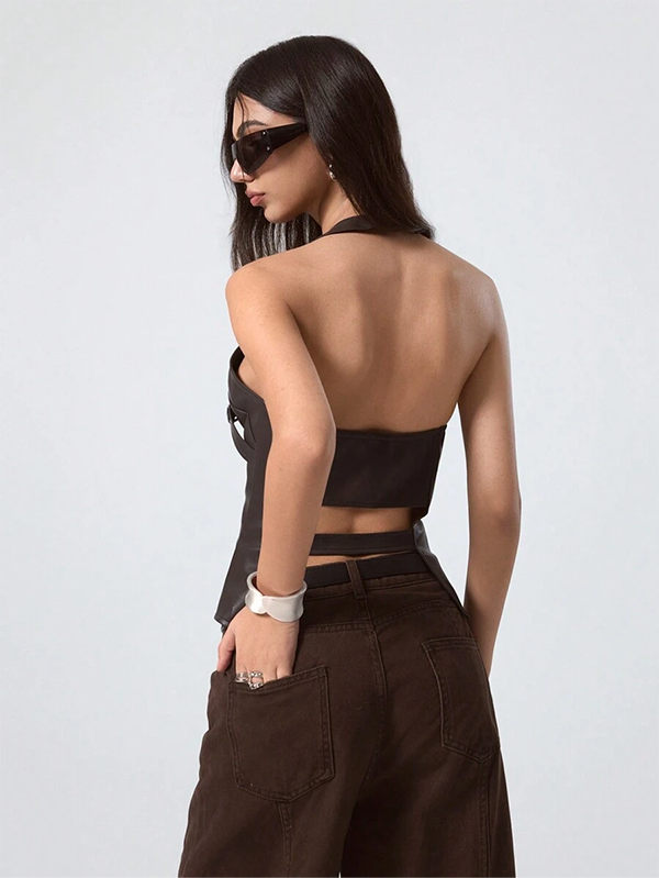 Personalized PU Sleeveless Top for Women