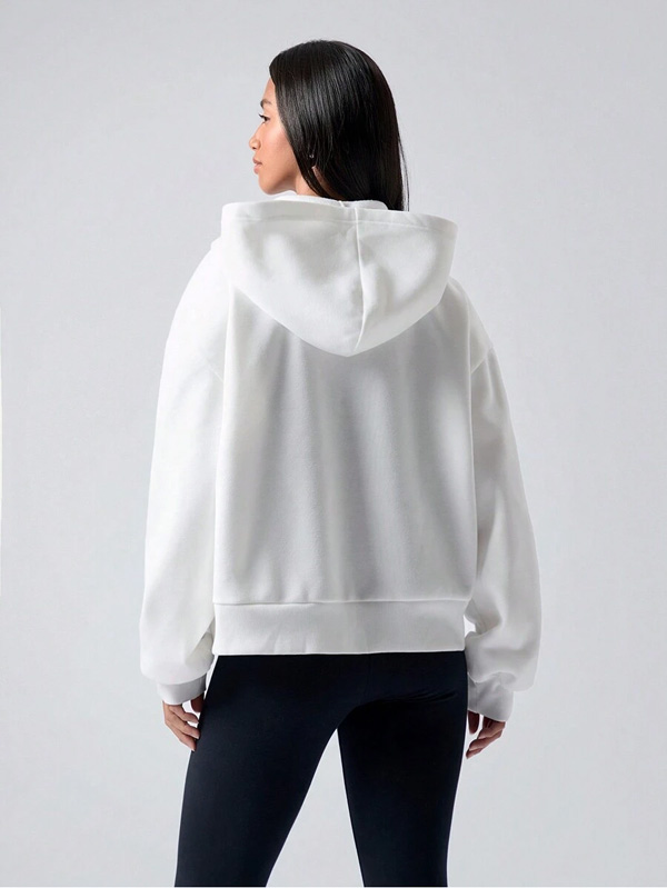 Simple Solid Long Sleeve Hooded Sweatshirt