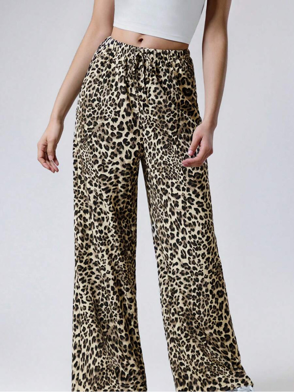 Leopard Print Wide Leg Pants