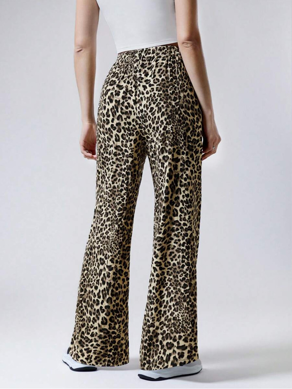 Leopard Print Wide Leg Pants