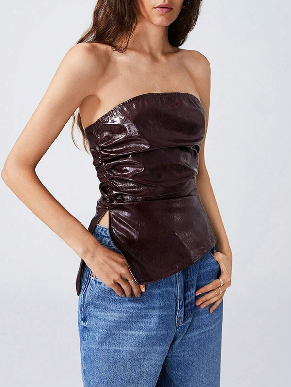 Sleeveless PU Top for Women