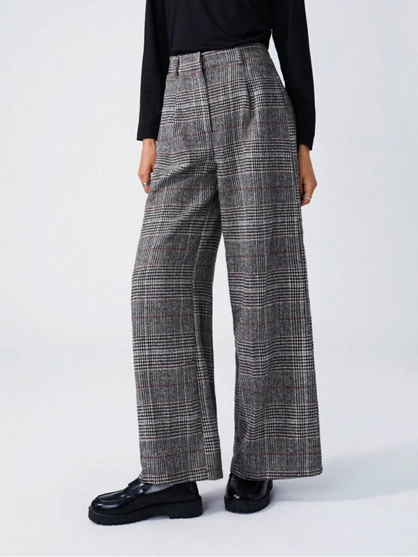 Women's Casual Loose Plaid Pants