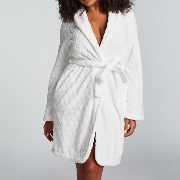 Women's Home Leisure Plush Solid Color Bathrobe Pajamas