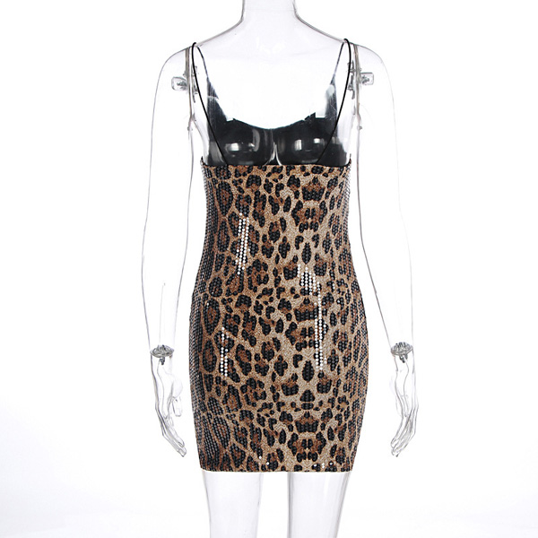 Leopard Print Sequined Mini Skirt