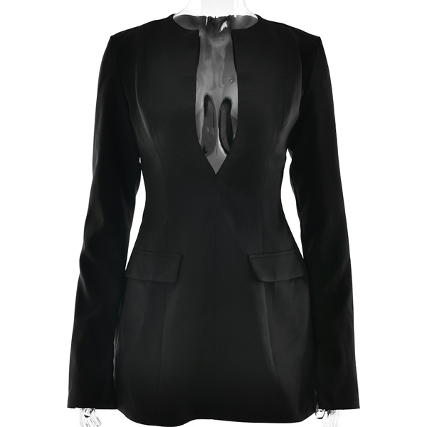 V-neck Long Sleeve Mini Dress