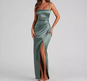 Sling Hip-wrapped Satin Dress