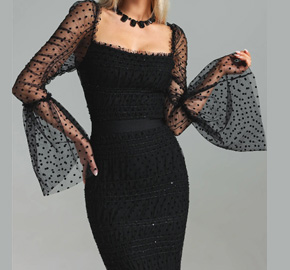 Lace Medi Dress in Black