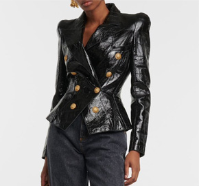 Black PU Slim Fit Blazer