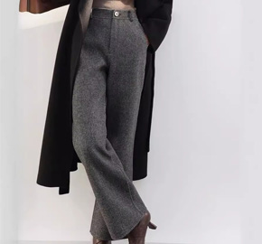 Wool Double-faced Wide-leg Straight Suit Casual Trousers