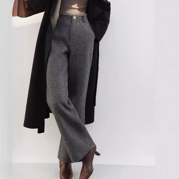 Wool Double-faced Wide-leg Straight Suit Casual Trousers