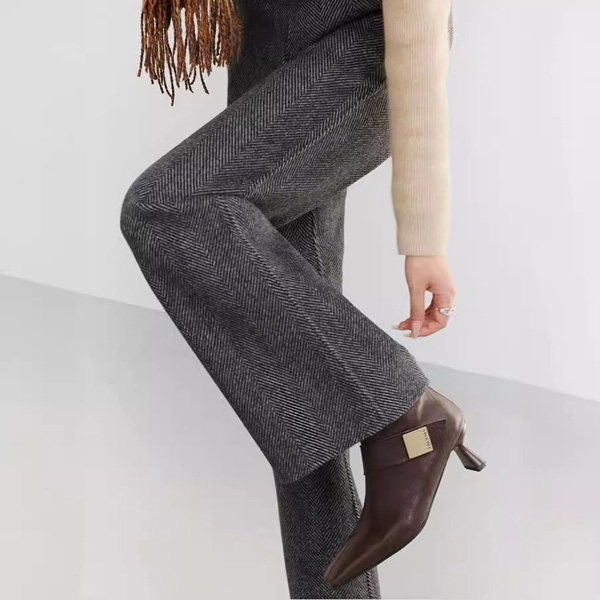 Wool Double-faced Wide-leg Straight Suit Casual Trousers