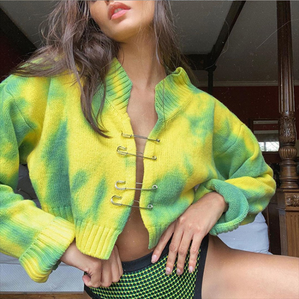 Women's Tie-dyed Knitted Sweater Loose Cardigan Coat