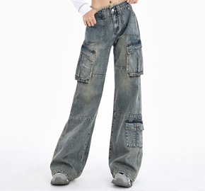 Raw-edge Denim Trousers for Women