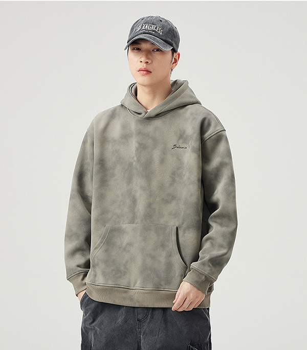 Tie-Dye Embroidery Loose Large Pocket Hooded Sweatshirt