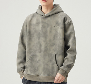 Tie-Dye Embroidery Loose Large Pocket Hooded Sweatshirt