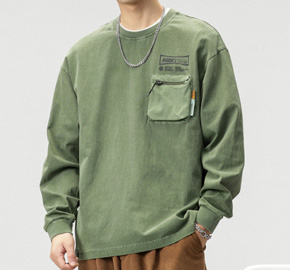 Pocket Patchwork Long Sleeve Pullover T Shirt Sweatshirt