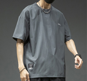 Loose Cotton Gray Half Sleeve T-Shirt