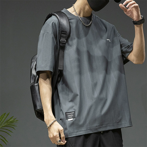 Loose Cotton Gray Half Sleeve T-Shirt