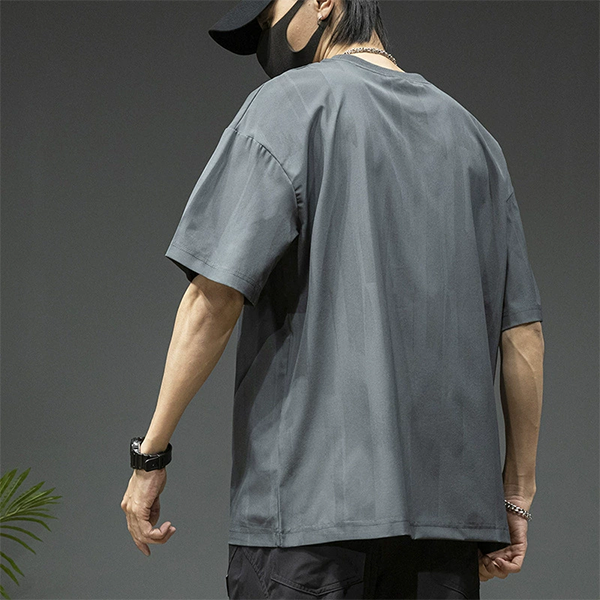 Loose Cotton Gray Half Sleeve T-Shirt
