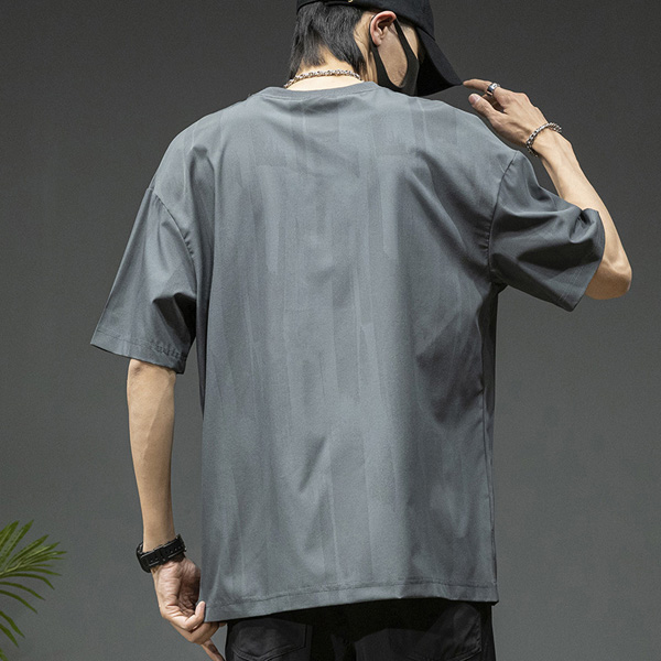 Loose Cotton Gray Half Sleeve T-Shirt