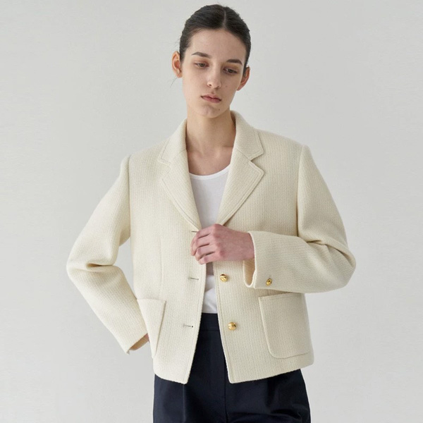 Fragrance Short Beige Blazer For Women