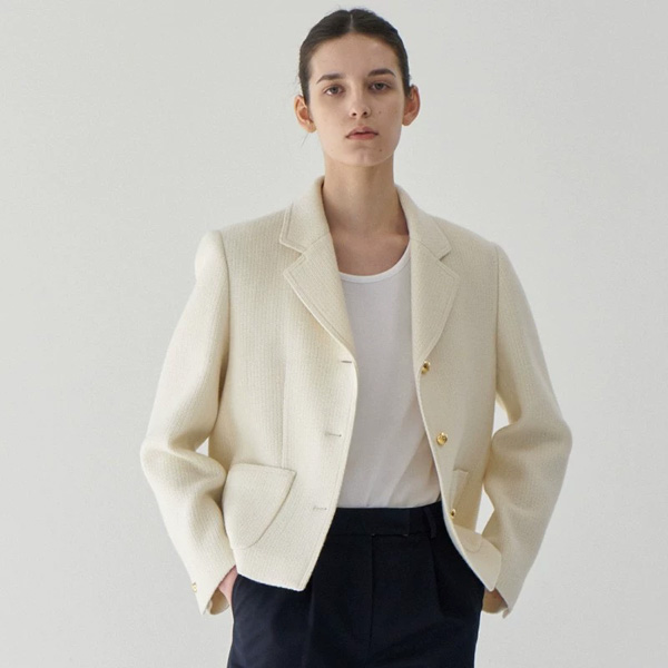 Fragrance Short Beige Blazer For Women