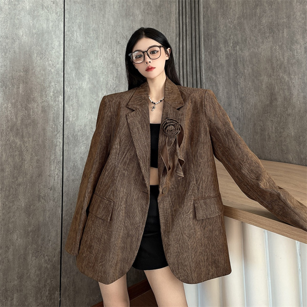 Vintage Shoulder Padded Curry Blazer