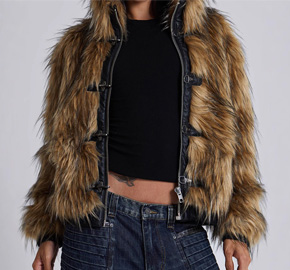 Metal Button Zipper Fur Coat Hair Collar Loose Jacket