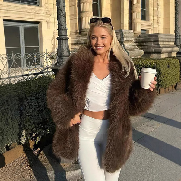 Women's Fur Elegant Lapel Loose Fur Coat