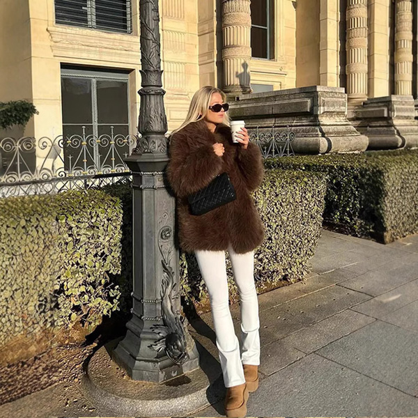 Women's Fur Elegant Lapel Loose Fur Coat