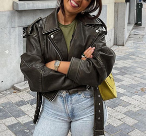 Women's PU Biker Short Jacket Coat