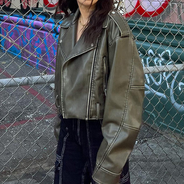 Women's PU Biker Short Jacket Coat