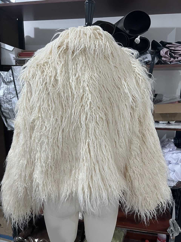 Solid Color Short Fur Long Sleeve Jacket
