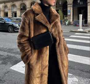 Lapel Long Faux Fur Loose Coat