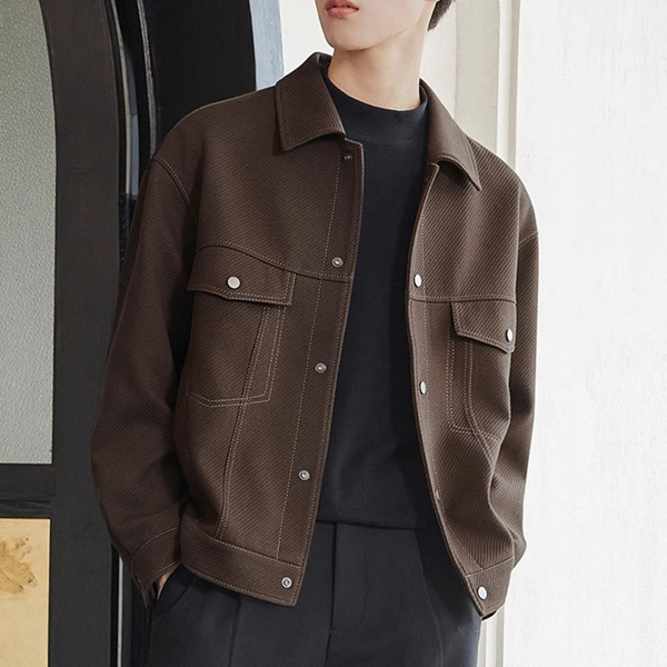 Men's Lapel Work Jacket Casual Tops Coat