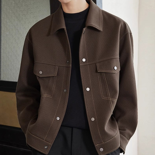 Men's Lapel Work Jacket Casual Tops Coat