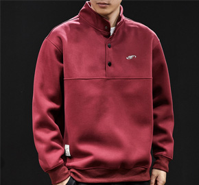 Men's POLO Stand Collar Sweatshirt in Red