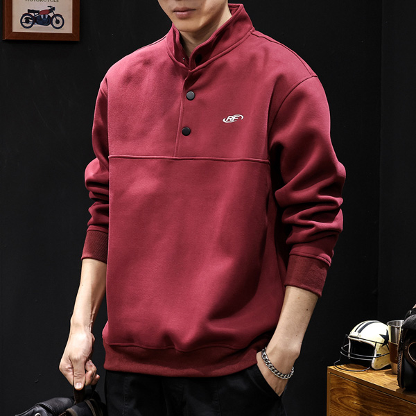 Men's POLO Stand Collar Sweatshirt in Red
