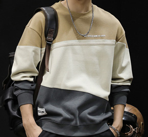 Men's Round Neck Long Sleeve Colorblock Sweatshirt