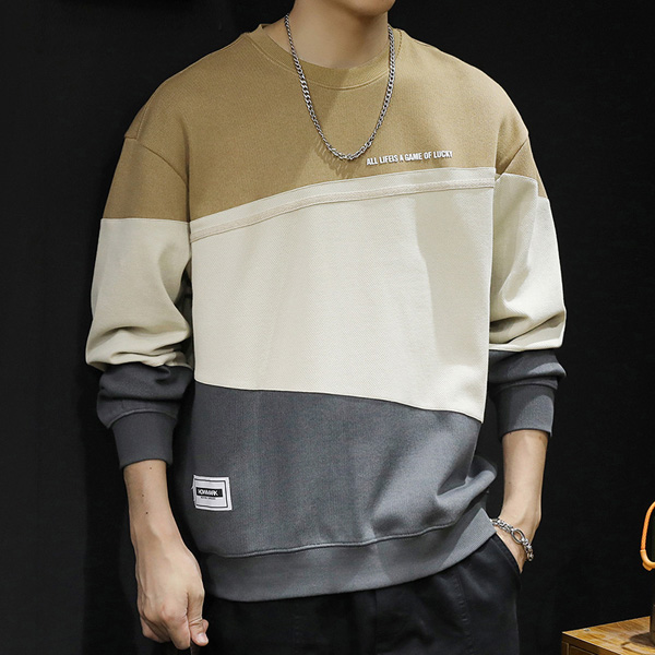 Men's Round Neck Long Sleeve Colorblock Sweatshirt