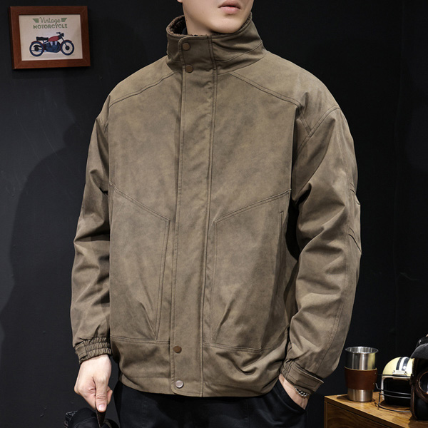 Men's Cotton Stand Collar Casual Work Jacket