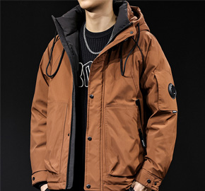 Brick Red Men's Hooded Down Jacket