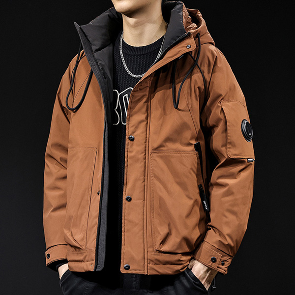 Brick Red Men's Hooded Down Jacket