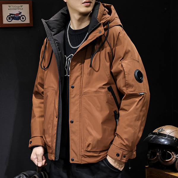 Brick Red Men's Hooded Down Jacket
