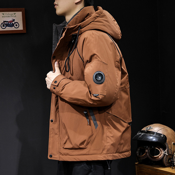 Brick Red Men's Hooded Down Jacket