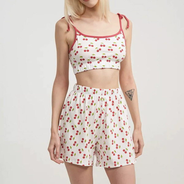 Printed Camisole Pajama Shorts Two Piece Home Set