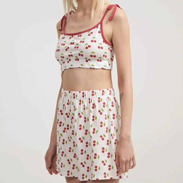 Printed Camisole Pajama Shorts Two Piece Home Set